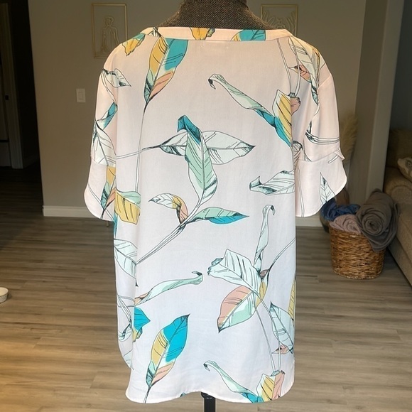 Van Heusen Flowy Leaf Design Office Dressy Top Blouse XL - Picture 6 of 6